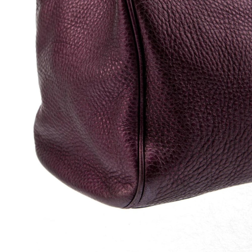 Gucci Purple Leather Shopper Tote Bamboo Handle Gold Hardware Vintage Branding - Picture 4 of 6